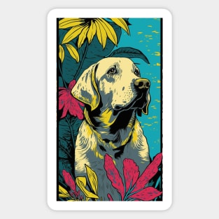 Labrador Retriever Dog Vibrant Tropical Flower Tall Retro Vintage Digital Pop Art Portrait 3 Sticker